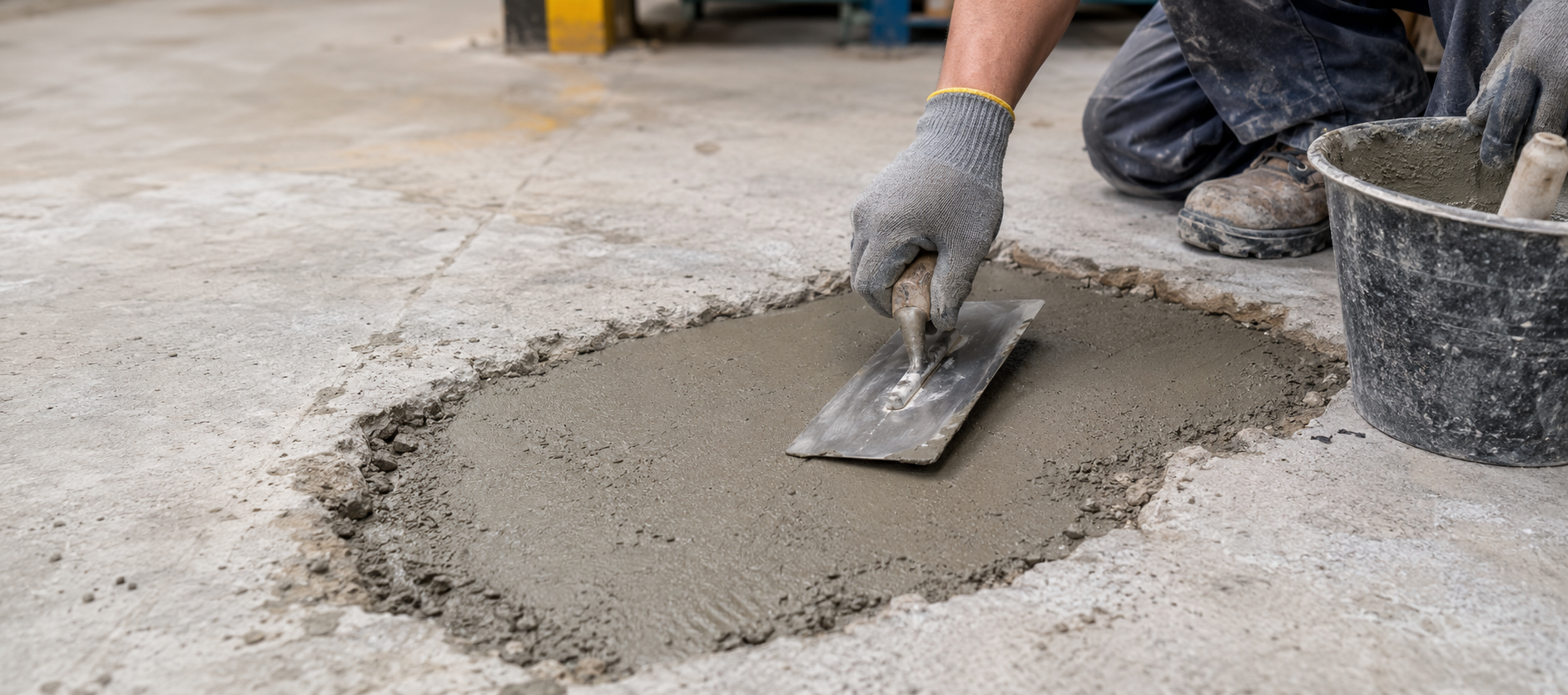 Fast setting repair mortar application