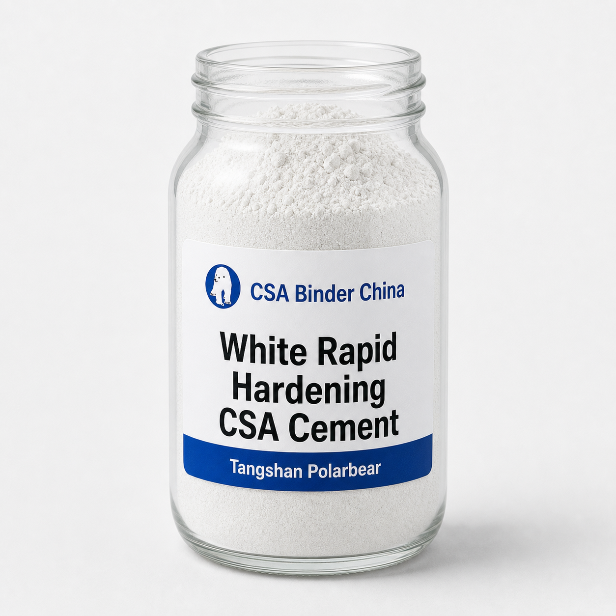 White Rapid Hardening CSA Cement product in branded jar