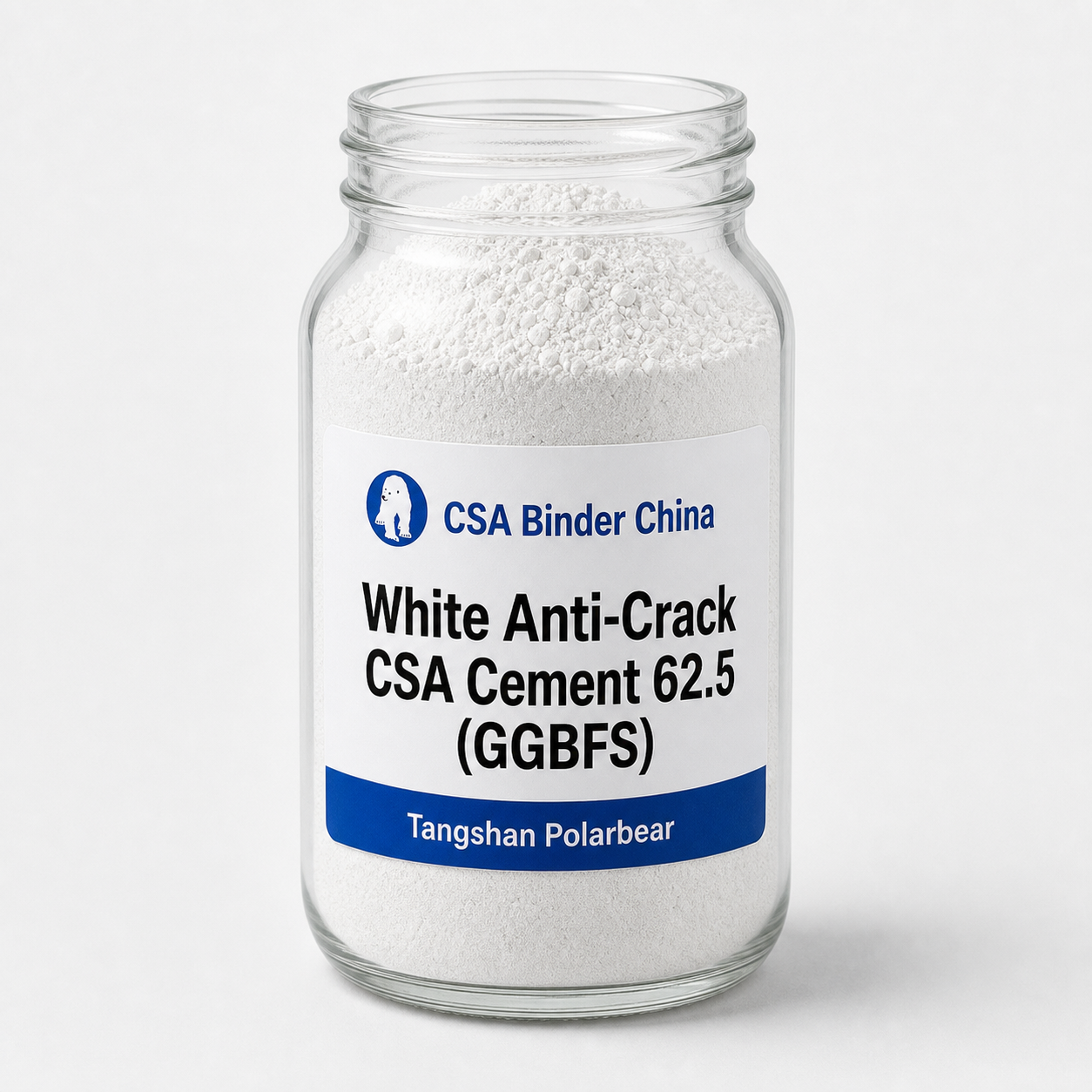 White Anti-Crack CSA Cement 62.5 product in branded jar